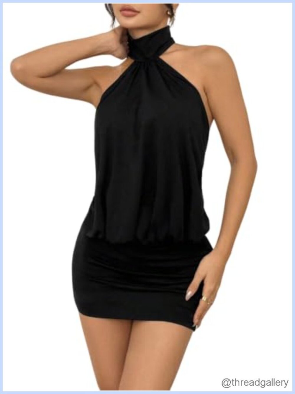 Women's Open Back Halter Ruched Bodycon Mini Dress Sleeveless Backless
